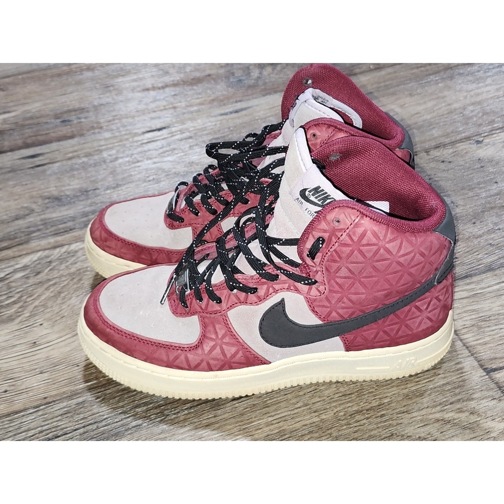 Nike Air Force 1 Hi Premium Suede Women's 6 1/2 6.5 Red/Black/Plum 845065-600